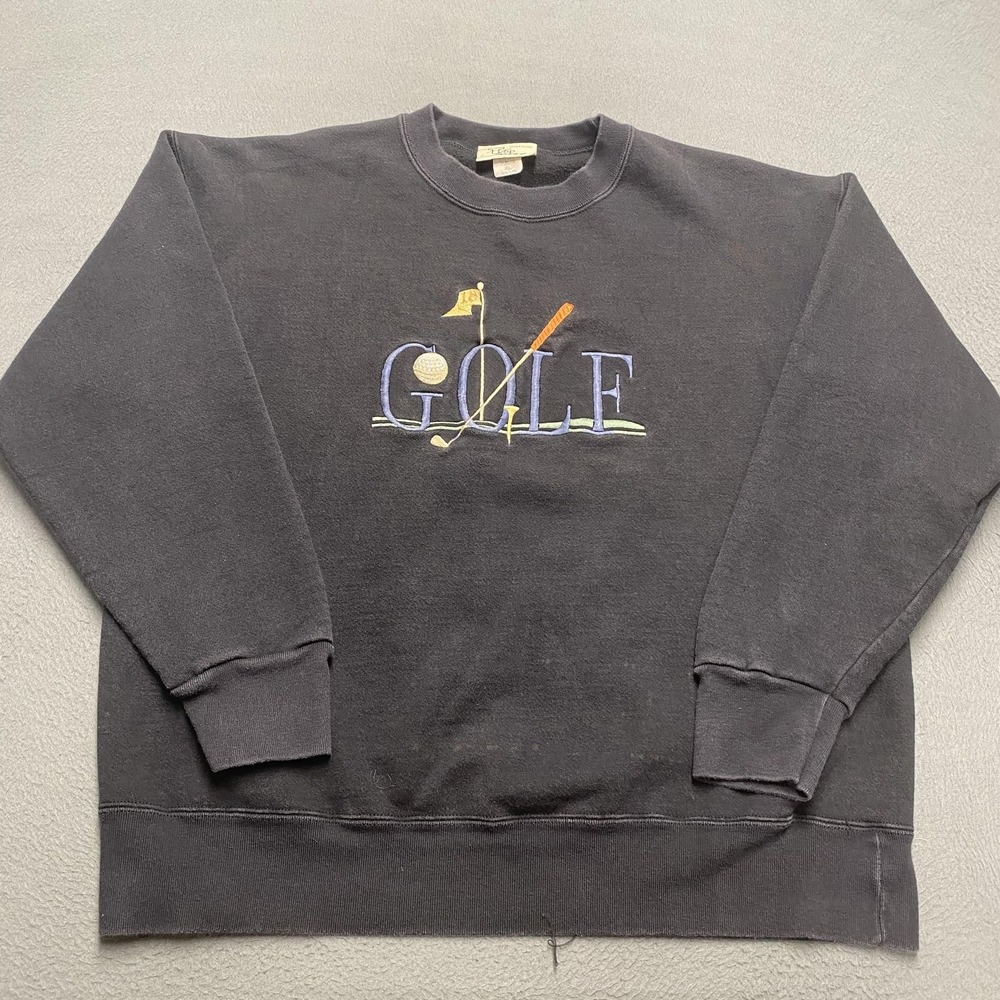 Vintage Top Threads Sweatshirt Mens XL Black Golf Embroidered‎ Made USA 90s